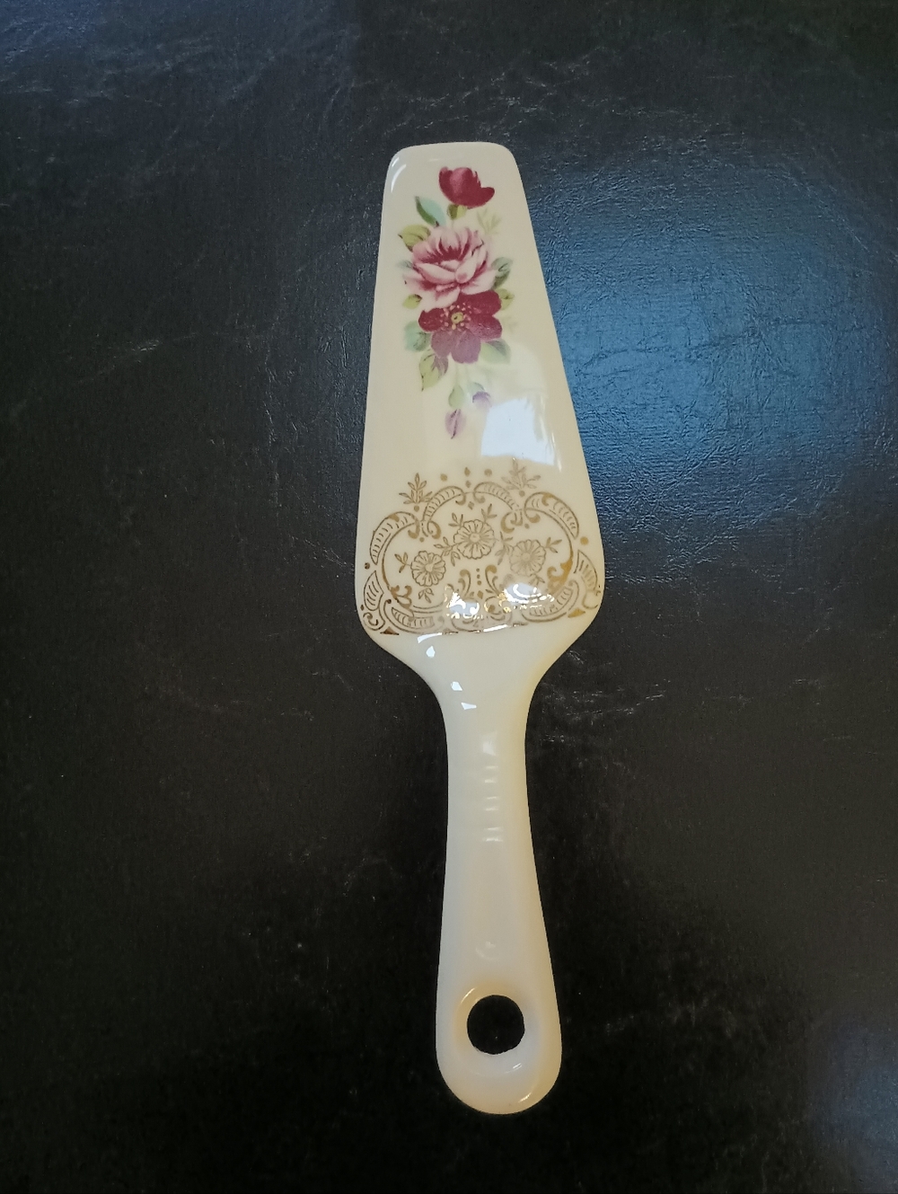 Georgian China Floral 22K Gold Porcelain Cake Server Vintage